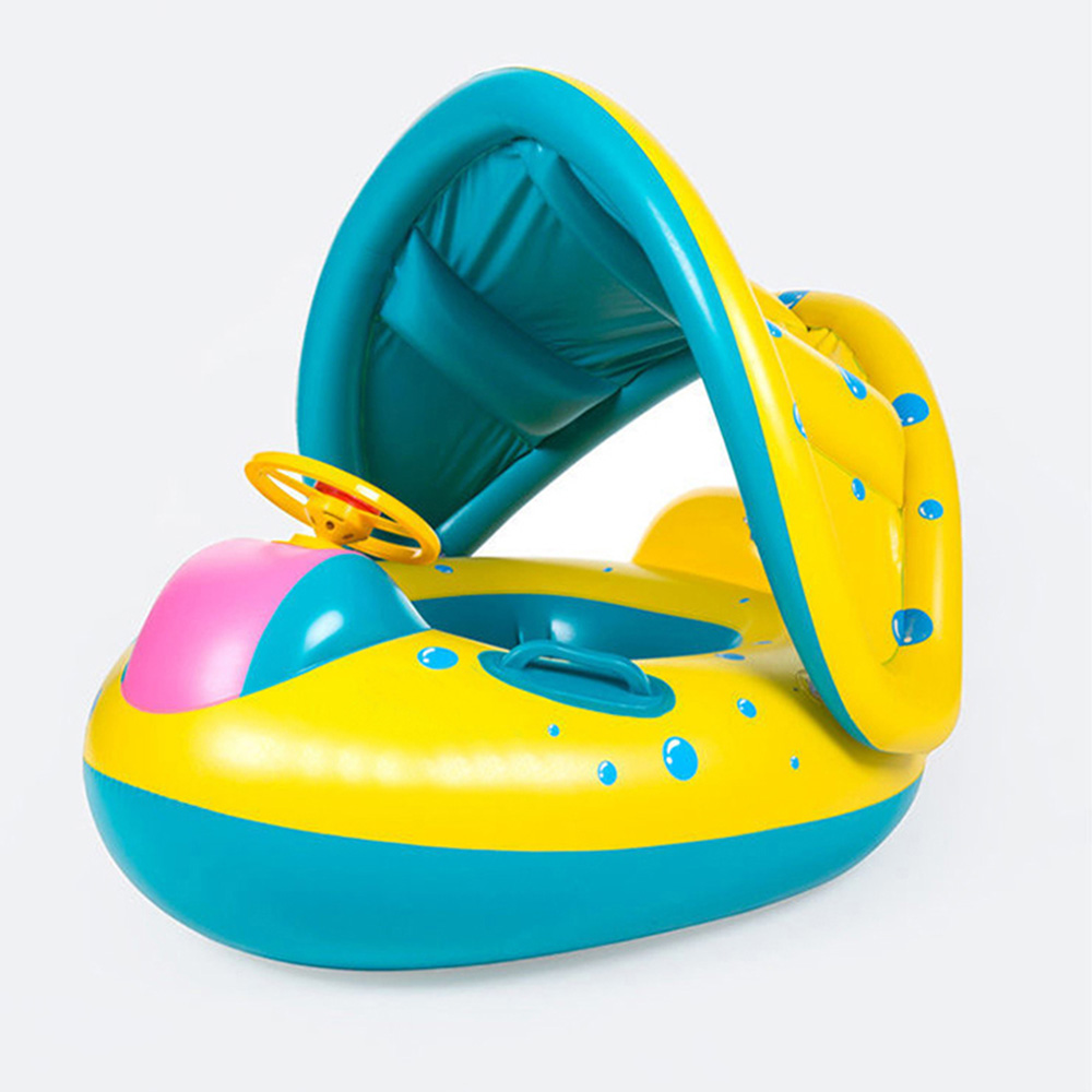 Pool Float Ring Inflatable - 1PCS Yellow Sunshade Seat Ring Children's