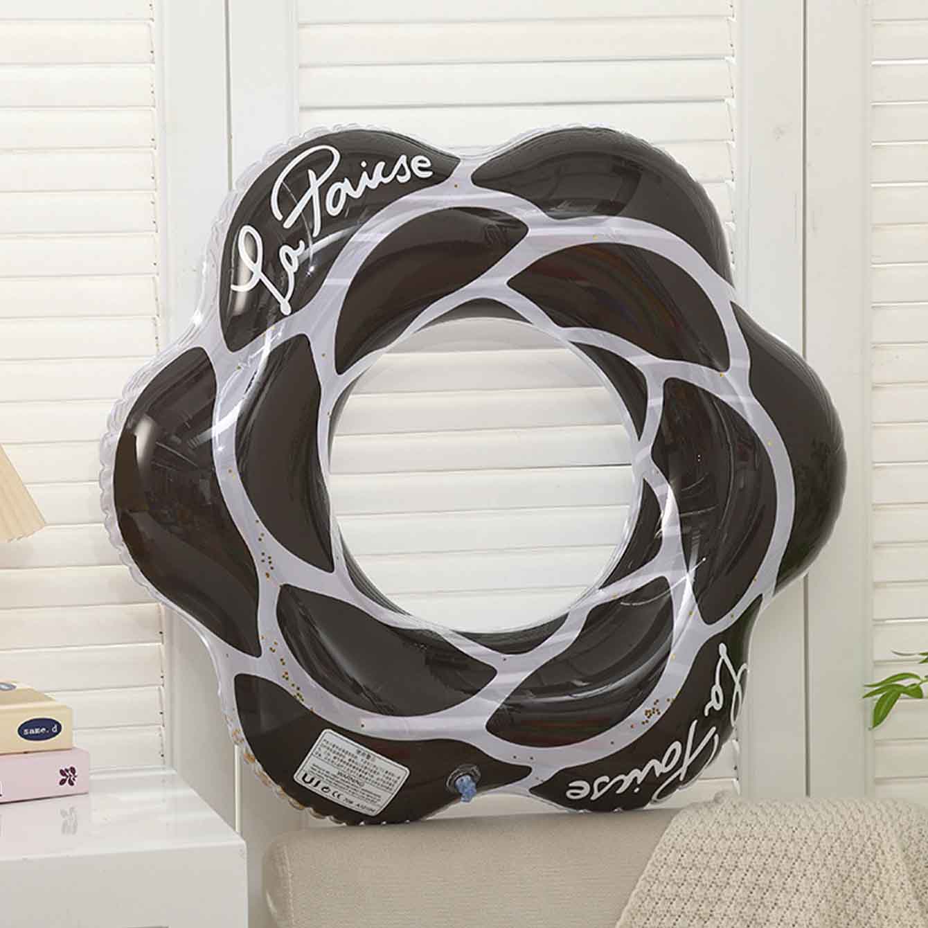 1PC Pink Black Flower Inflatab - огляд і ціна Pool Float Ring Inflatable