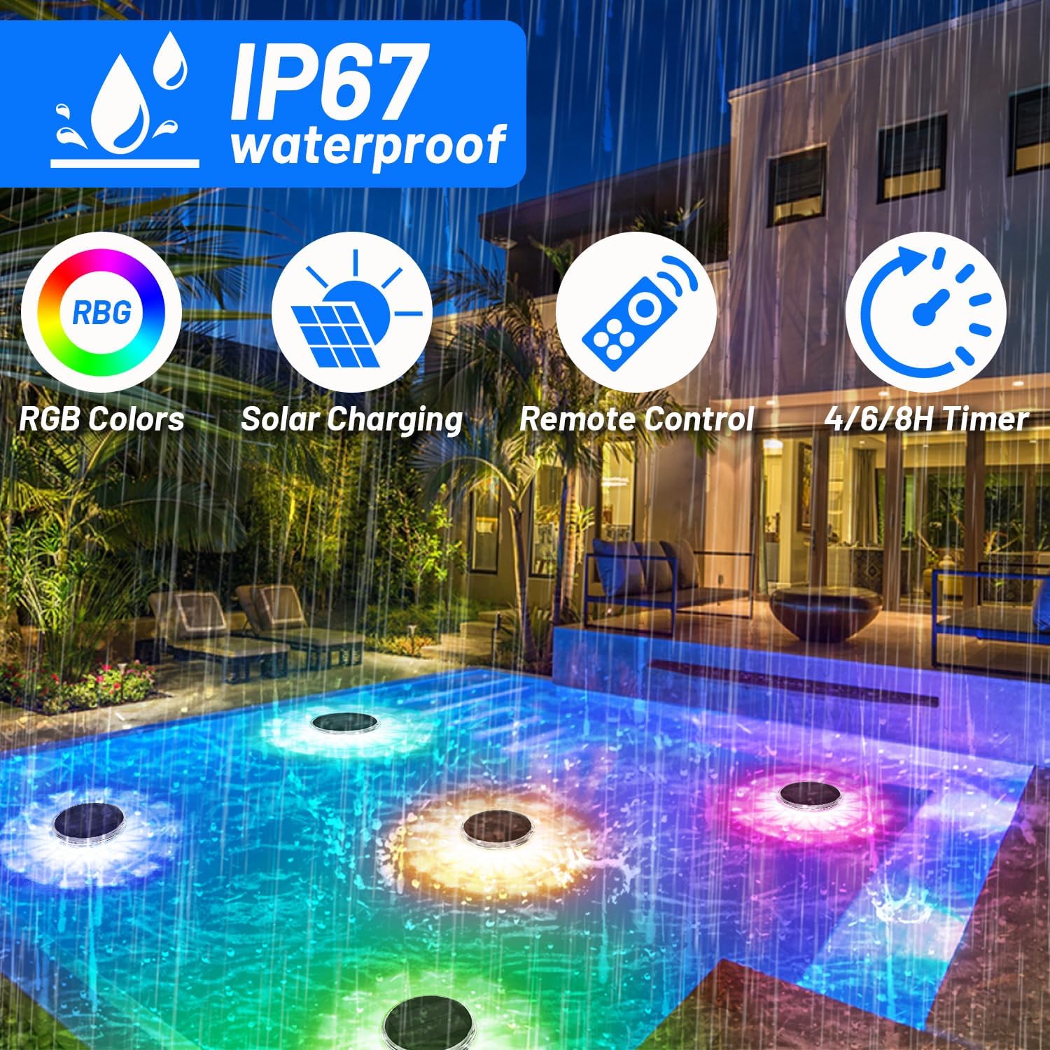 Pool Lights,Solar Rechargeable - огляд і ціна Pool Light Solar Rechargeable