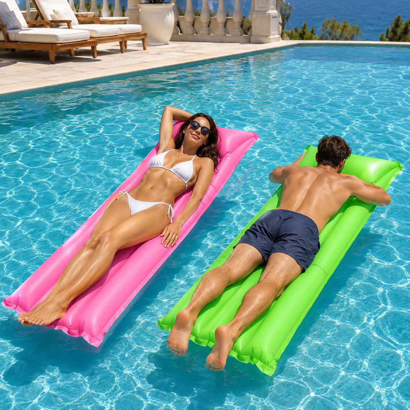 1PC Pool Float Bed Inflatable  - огляд і ціна Pool Lounger Inflatable